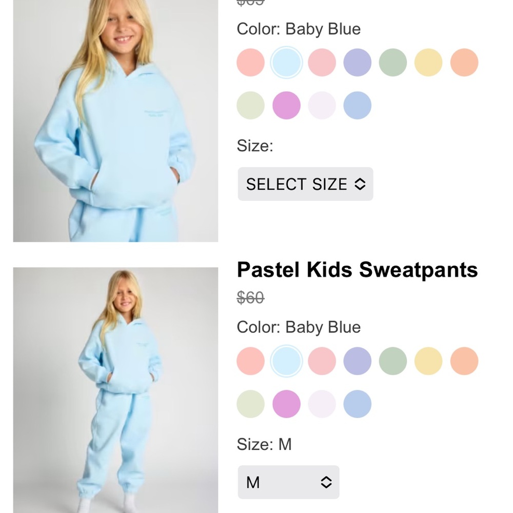 Pastel Kids Sweatpants Set - Baby Blue
